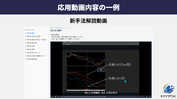 チャートを使って手法を説明するMYFX応用動画の画面例