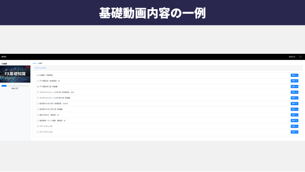 MYFX会員サイトの基礎動画一覧の画面例